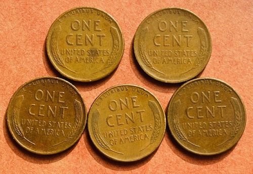 S-Mintmark wheat pennies from the 1940s, all F or VF+ condition