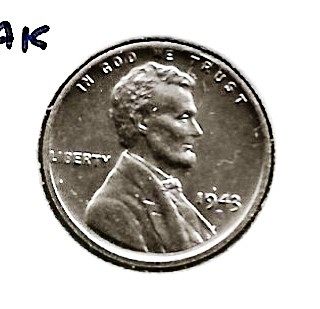 1943 "S" Lincoln Wheat Cent Steel Cent WEAK S/S ***BU***