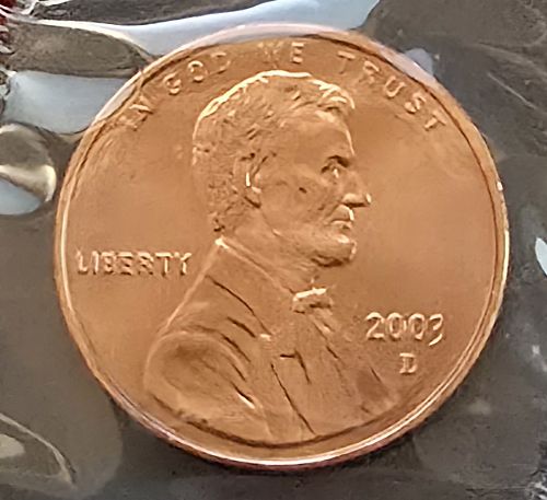 2003-D Lincoln Cent - BU in Original Mint Cello (C45)