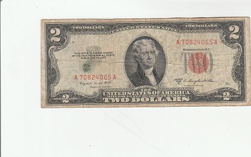 1953   A   TWO DOLLAR  FEDERAL RESERVE NOTE