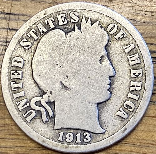1913 barber dime in GOOD condition