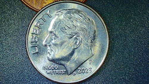 2023 P Roosevelt Dime Gem Brilliant Uncirculated Beautiful Toning Full Bands