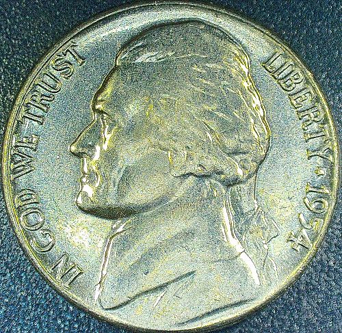 1954 S&D Jefferson Nickel Brilliant Uncirculated