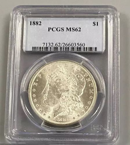 1882 MORGAN SILVER DOLLAR PCGS MS62