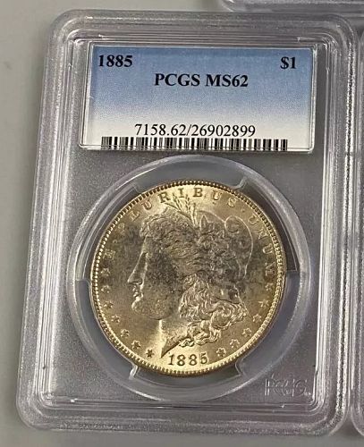 1885 MORGAN SILVER DOLLAR PCGS MS62