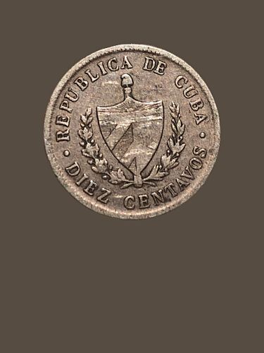1920 Cuba 10 Centavos Silver Coin - VF