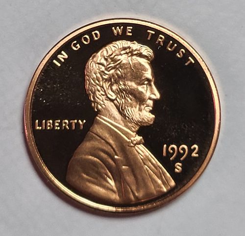 1992-S Lincoln Cent Proof-65 (GEM) RED