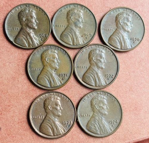Lincoln Memorial S-Mint set -1968-S, 1969-S, 1970-S, 1971-S, 1972-S, 1973-S, 1974-S