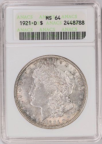 1921-D Morgan Dollar ANACS Soapbox MS64
