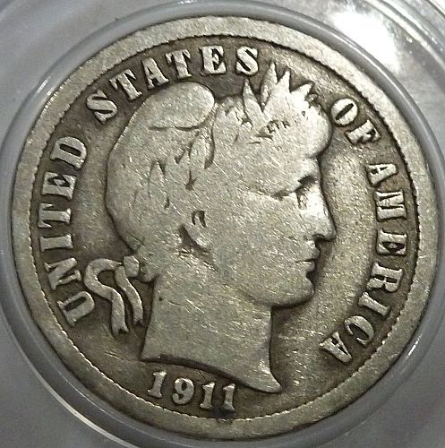 1911-P Grades FINE Barber Dime (400-31)