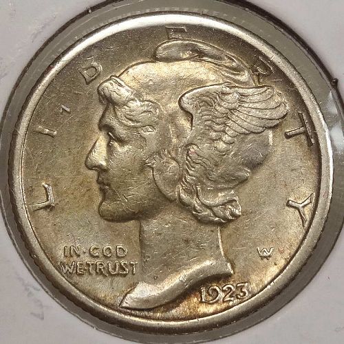 1923-S Mercury Dime, Semi Key Date, Choice Extremely Fine   1107-04