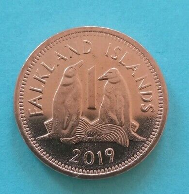 FALKLAND ISLANDS ONE CENT - 20mm Copper - 1998 and 1999 - Gentoo Penguins