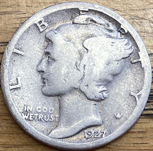 1927S mercury dime in GOOD condition