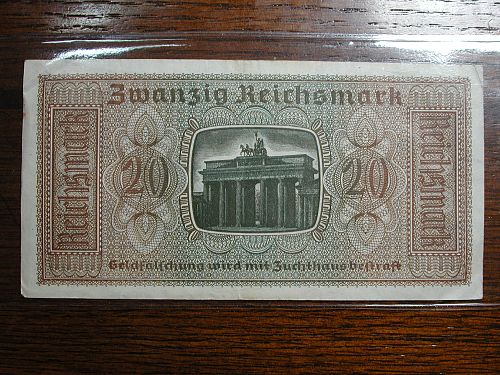 1940 20 Reichsmark WWII Note NICE !