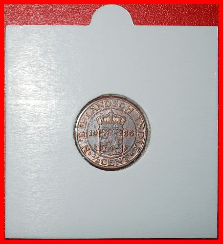 Ⰶ LION 1914-1945: NETHERLANDS EAST INDIES★1/2 CENT 1936 DIES 1+A WILHELMINA 1890-1948