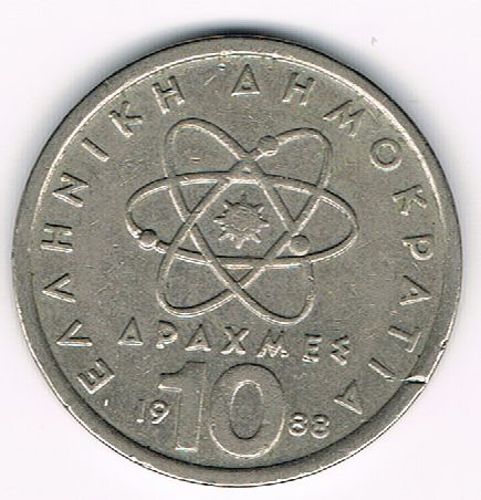 10 Drachmes, Greece, 1988