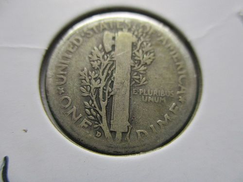 1928-D  Mercury Dime.  Item: 10 M28D-09.