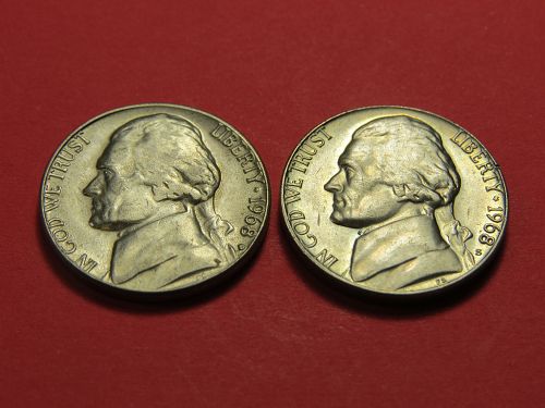 1968-D & 1968-S JEFFERSON NICKELS ~ (LOT OF 2 COINS) ~ LOT H251