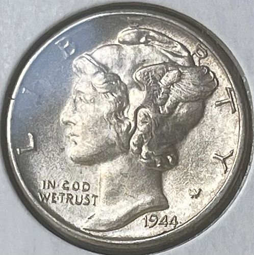 1944-D Mercury Silver Dime • Nice Silver Dime AU/Unc. Condition