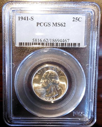 1941 S Washington Quarter PCGS MS62