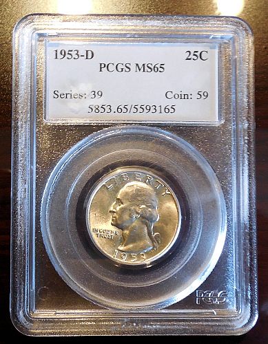 1953 D Washington Quarter PCGS MS65