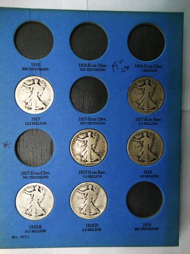 Liberty Standing Silver Half Dollar Album #1 1916 to 1936 (23 Coins) Included