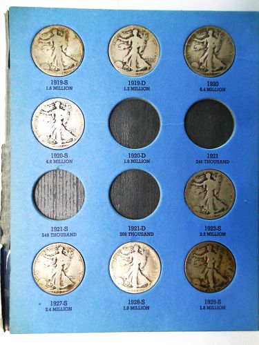 Liberty Standing Silver Half Dollar Album #1 1916 to 1936 (23 Coins) Included