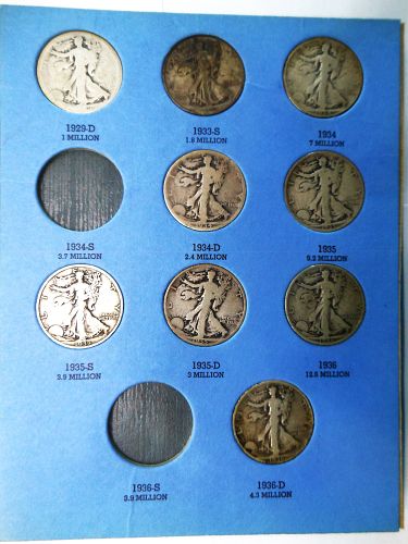 Liberty Standing Silver Half Dollar Album #1 1916 to 1936 (23 Coins) Included