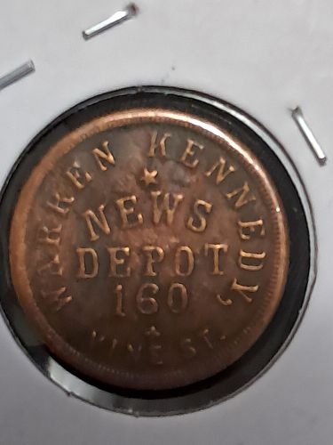 1863 Warren Kennedy News Depot (R-2) Civil War Token
