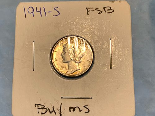 Beautiful 3 pc 1941 PDS Mercury dimes ms63 + with full bands uncirculated