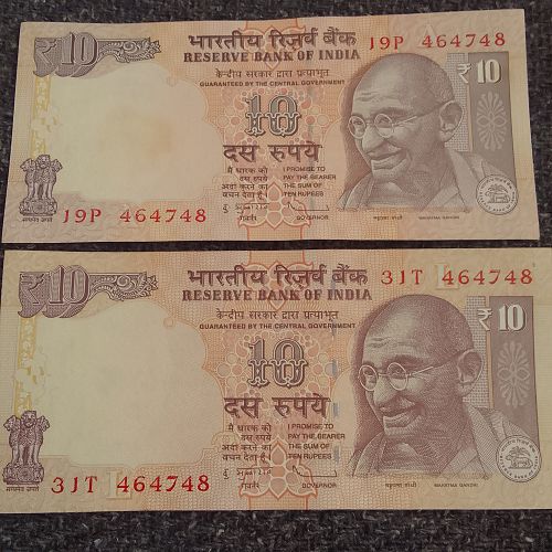INDIA   UNC MATCHING  No. 46 47 48. Two notes