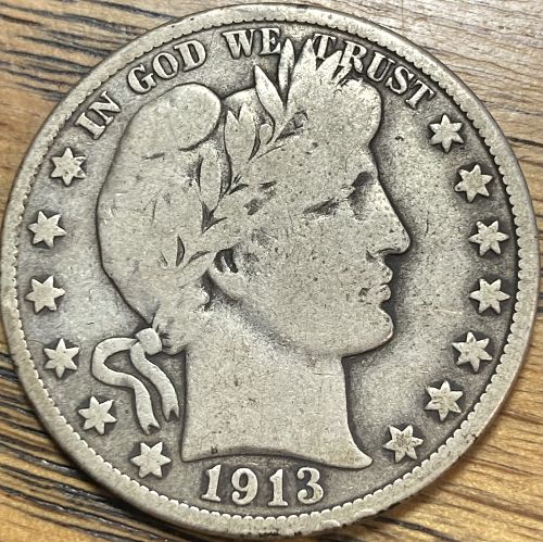 1913D barber half dollar in VERY GOOD condition