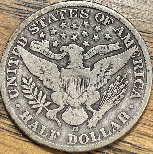1913D barber half dollar in VERY GOOD condition