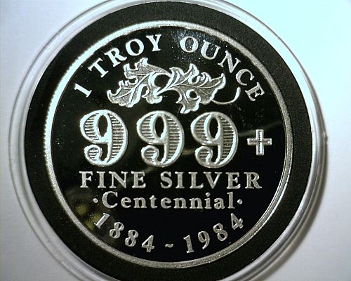 1984  .999 1oz WALLACE IDAHO "SILVER CAPITOL"