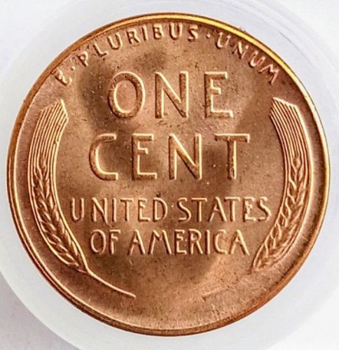 1957 Lincoln Wheat Cent Penny • RD • Cracked Skull Die Crack • GEM BU