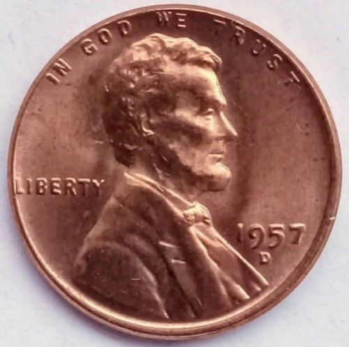 1957 D Lincoln Wheat Cent Penny • RD • GEM BU