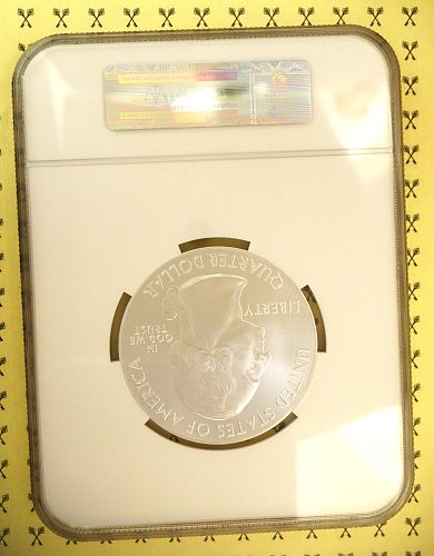 2019 American Memorial 5 Oz SILVER Quarter NGC MS 69 DPL ER with FREE 1/2 GOLDBACK*