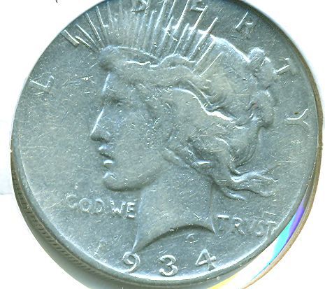 1934 PEACE SILVER DOLLAR