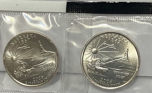 2006 P and D Nebraska state quarters in orig US Mint cello