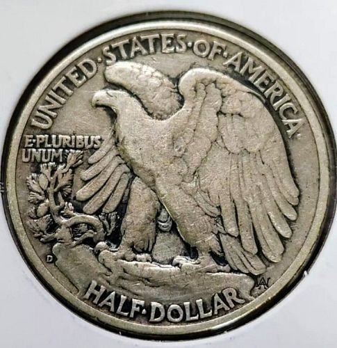 ☆ 1938 D Walking Liberty Half Dollar • .900 Silver • Key Date • VF