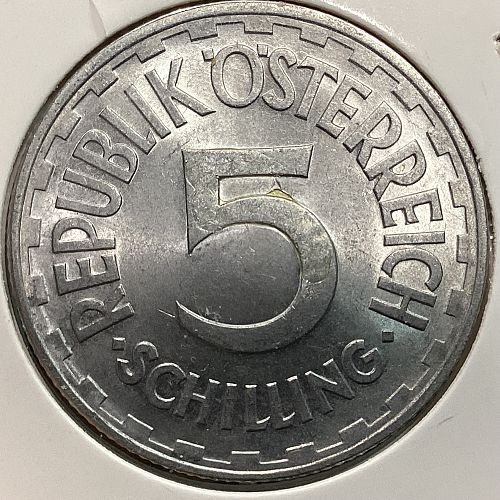1957 Austria 5 Schillings (Aluminum)