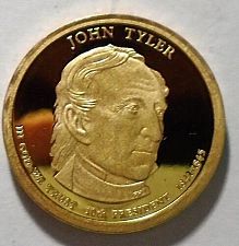 2009  S  PROOF     JOHN TYLER  GOLDEN DOLLAR