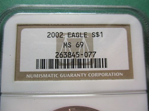 2002  MS69 American Silver Eagle.  Item: E 02S-01.