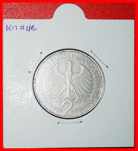 Ⰶ NOBEL PRIZE 1918:GERMANY★2 MARKS 1962F PLANCK (1858-1947) DIE A BADEN-WUERTTEMBERG!