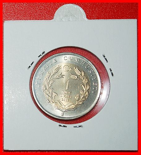 Ⰶ RARE: TURKEY ★ 1 LIRA 2013 CRANE! UNC MINT LUSTRE! IN HOLDER!