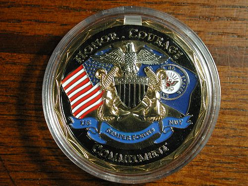 United States Navy "Honor,Courage,Commitment" Large Token NICE