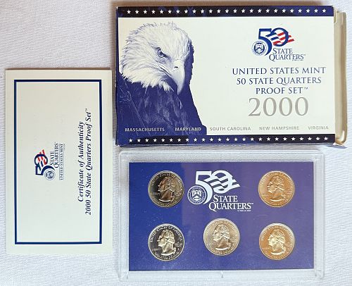 United States Mint 50 State Quarters Proof Set  5 2000 Coins w/ Case and Cert of Auth