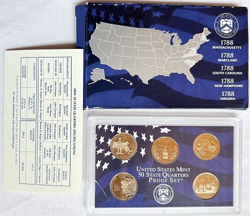 United States Mint 50 State Quarters Proof Set  5 2000 Coins w/ Case and Cert of Auth