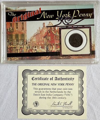 The Original New York Penny Copper Duit with COA in Case