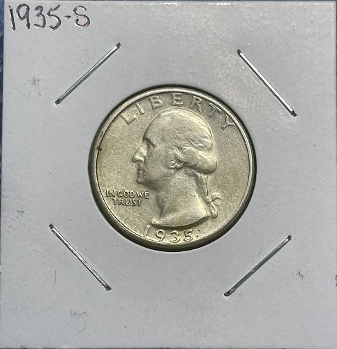 1935-S Washington Silver Quarter - High Circulated F/VF Condition